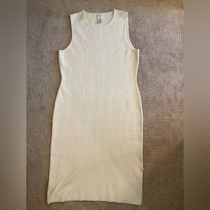 💜🌟 Joie Elegant Cream Bodycon Sleeveless Knit Maxi Dress XL Minimalist Timeless
